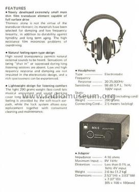 Electrostatic Headphones MX-5; Micro Seiki Tokyo (ID = 1923237) Speaker-P