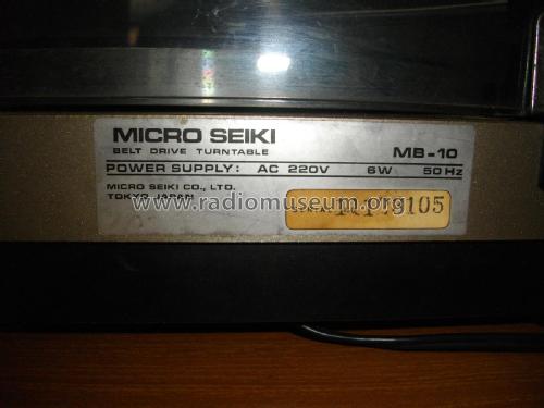 Belt Drive Turntable MB10; Micro Seiki Tokyo (ID = 1762296) R-Player