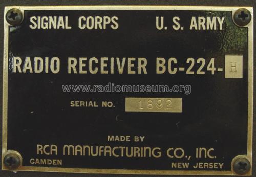 Aircraft Radio Receiver BC-224-H; MILITARY U.S. (ID = 2870187) Mil Re
