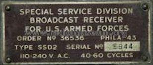 Broadcast Receiver SSD2 5SD2; MILITARY U.S. (ID = 385839) Radio