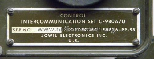 Control Intercommunication Set C-980A/U; MILITARY U.S. (ID = 1139064) Militaire