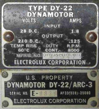 DY-22/ARC-3 Dynamotor for ARC-3 VHF Radio; MILITARY U.S. (ID = 1194599) A-courant