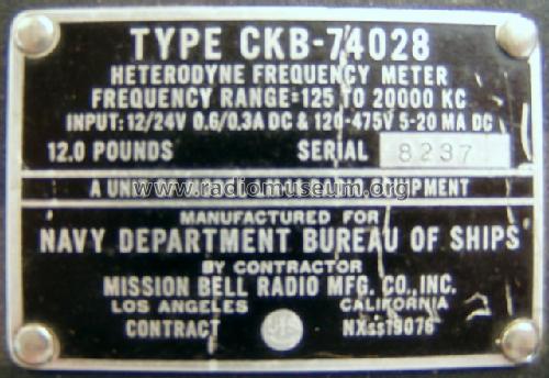 Heterodyne Frequency Meter CKB-74028; MILITARY U.S. (ID = 137331) Equipment