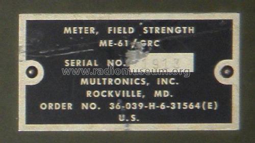 Meter Field Strength ME-61/GRC; MILITARY U.S. (ID = 2130402) Equipment