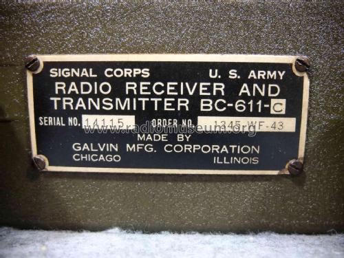 SCR-536 Radio Set BC-611 ; MILITARY U.S. (ID = 2342764) Mil TRX