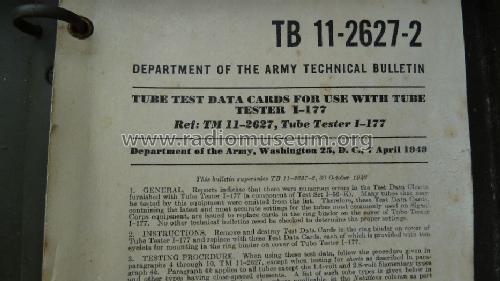 Tube Tester I-177; MILITARY U.S. (ID = 1312961) Equipment