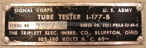Tube Tester I-177-B; MILITARY U.S. (ID = 152807) Equipment