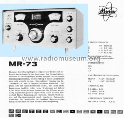 Allwellen-Empfänger MR-73; Minix, Hannover (ID = 744825) Amateur-R