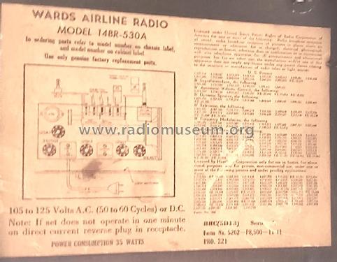 Airline 14BR-530A Order= P462 C 530 ; Montgomery Ward & Co (ID = 2689029) Radio
