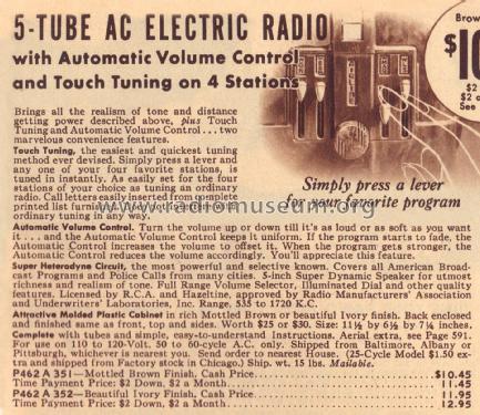 Airline 351 Order= P462 C 351; Montgomery Ward & Co (ID = 1870598) Radio