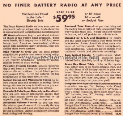 Airline 62-207 Order= 662 A 207 ; Montgomery Ward & Co (ID = 1838647) Radio