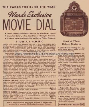 Airline 62-267 'Movie Dial' Order= P162 A 267 ; Montgomery Ward & Co (ID = 1844715) Radio