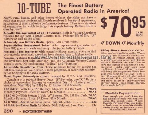 Airline 62-412 'Movie Dial' Order= 162 C 412 ; Montgomery Ward & Co (ID = 1844687) Radio