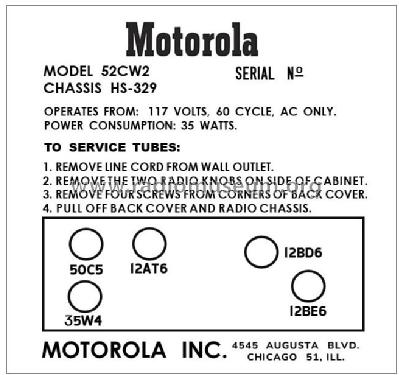 52CW2 Ch= HS-329; Motorola Inc. ex (ID = 2804658) Radio