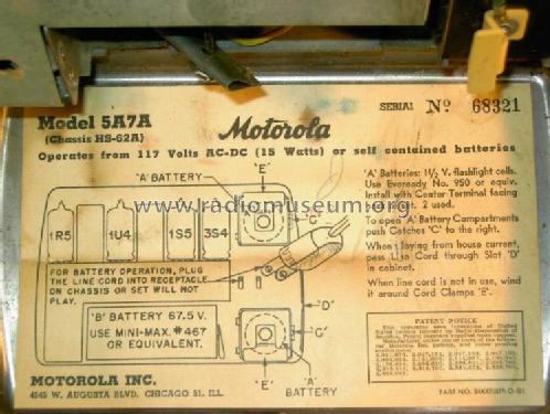 5A7A Ch= HS-62A; Motorola Inc. ex (ID = 185077) Radio