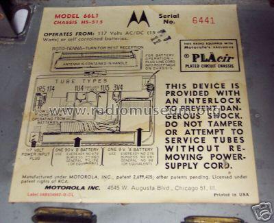 Roto-Tenna 600 66L1 Ch= HS-515; Motorola Inc. ex (ID = 381146) Radio