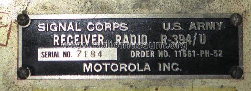 Receiver, Radio R-394/U; Motorola Inc. ex (ID = 1933730) Mil Re