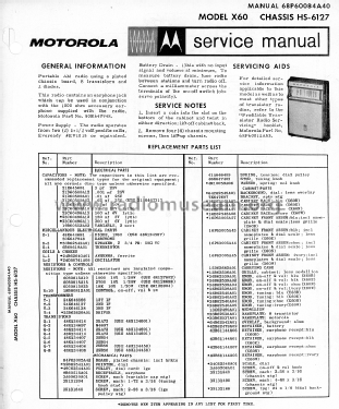 Eight Transistor X60 ; Motorola Inc. ex (ID = 2024854) Radio