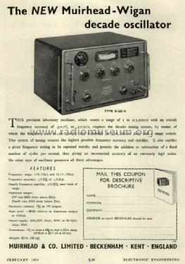 Decade Oscillator D-650 A; Muirhead & Co. Ltd.; (ID = 3016684) Equipment