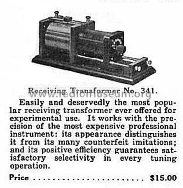 Loose Coupled Receiving Transformer No. 341; Murdock, WM.J. Co.; (ID = 1067273) mod-pre26