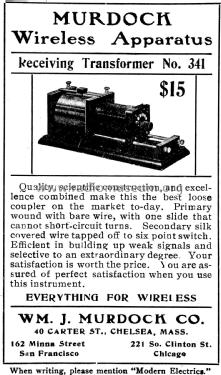 Loose Coupled Receiving Transformer No. 341; Murdock, WM.J. Co.; (ID = 1967120) mod-pre26