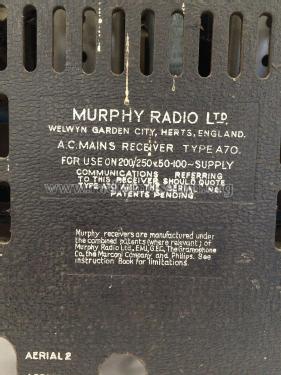 A70; Murphy Radio Ltd.; (ID = 2891515) Radio