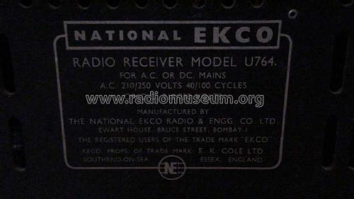 U764; Ekco India, National (ID = 902241) Radio