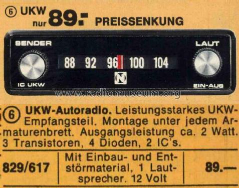 Autoradio 829/617; Neckermann-Versand (ID = 772021) Car Radio