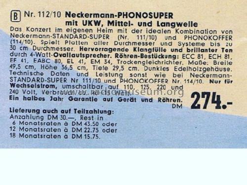 Phonosuper WPR9664W Nr. 112/10; Neckermann-Versand (ID = 1004946) Radio