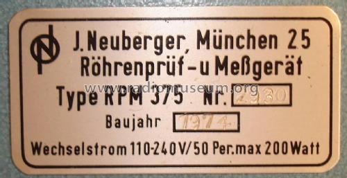 Röhrenmessplatz RPM375; Neuberger, Josef; (ID = 2402022) Equipment