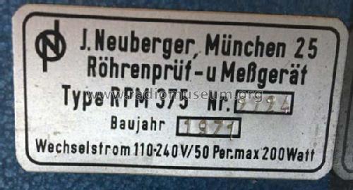 Röhrenmessplatz RPM375; Neuberger, Josef; (ID = 2445338) Equipment