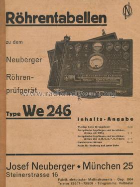 Röhrenprüfgerät WE246; Neuberger, Josef; (ID = 2407455) Equipment