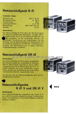 Netzanschlussgerät UN61V; Neumann & Co, Georg; (ID = 2739148) A-courant