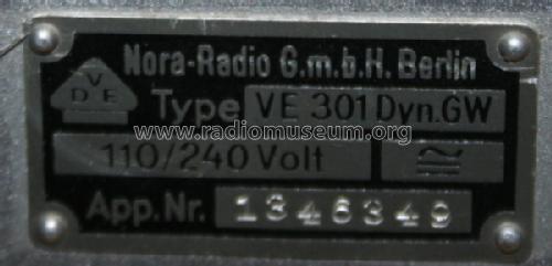 Volksempfänger VE 301 Dyn GW; Nora; Berlin (ID = 1216844) Radio