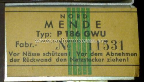 P186GWU; Nordmende, (ID = 948449) Radio