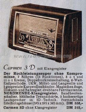 Carmen 56/3D Ch= 513; Nordmende, (ID = 376355) Radio