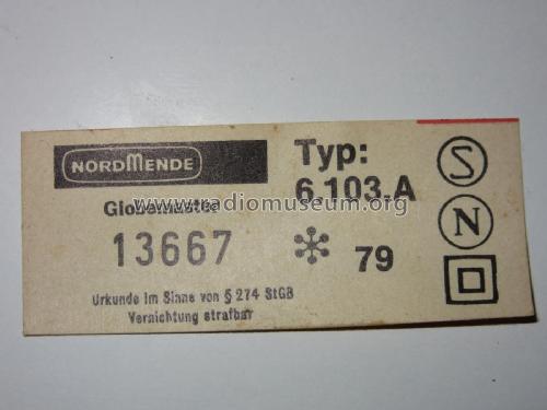 Globemaster 6.103 A; Nordmende, (ID = 1967845) Radio