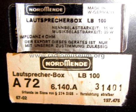 Lautsprecherbox LB 100 A 72 6.140.A; Nordmende, (ID = 1767972) Speaker-P