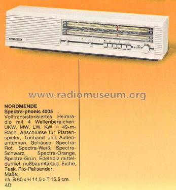 Spectra phonic 4005 974.126A Ch= 774.122D; Nordmende, (ID = 1759324) Radio