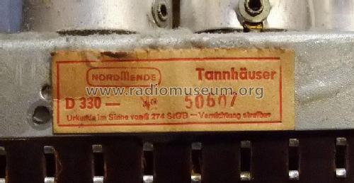 Tannhäuser-Stereo D330 Ch= 3/633; Nordmende, (ID = 1806662) Radio