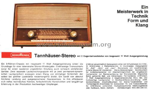 Tannhäuser-Stereo V330 Ch= 4/633; Nordmende, (ID = 2106575) Radio