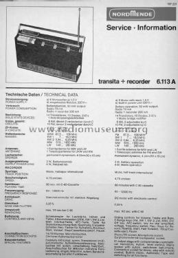 Transita + Recorder 6.113 A; Nordmende, (ID = 2845052) Radio