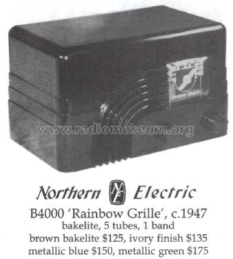 B-4000 Rainbow Grille ; Northern Electric Co (ID = 1455045) Radio