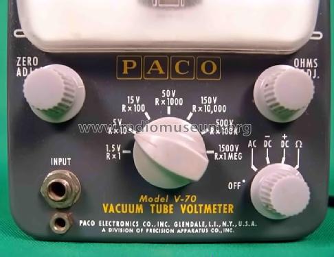 Vacuum Tube Voltmeter V-70; PACO Electronics Co. (ID = 1503212) Equipment