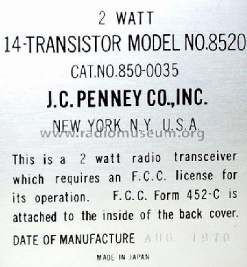 2 Watt Radio Transceiver 8520; JCPenney, Penney's, (ID = 1840748) Citizen