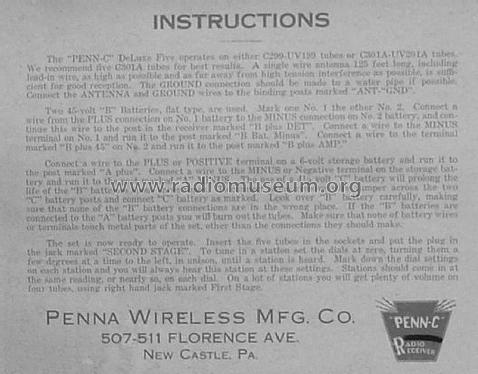 Penn-C DeLuxe-Five; Pennsylvania (ID = 1373129) Radio