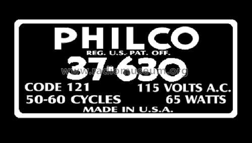 37-630X ; Philco, Philadelphia (ID = 1296225) Radio