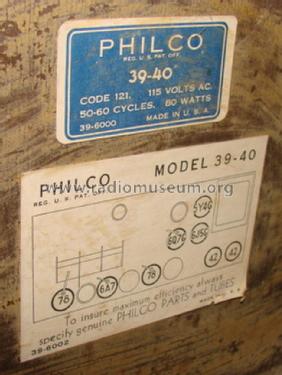 39-40XX ; Philco, Philadelphia (ID = 1419939) Radio