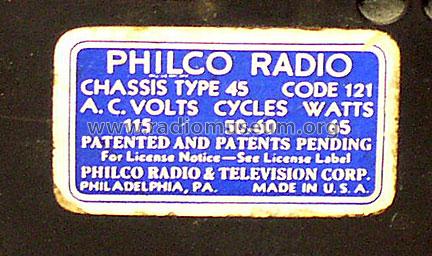45C ; Philco, Philadelphia (ID = 452872) Radio