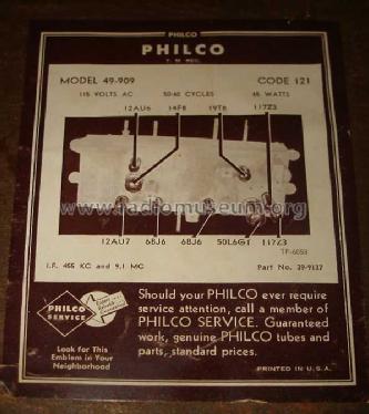49-909 ; Philco, Philadelphia (ID = 241765) Radio